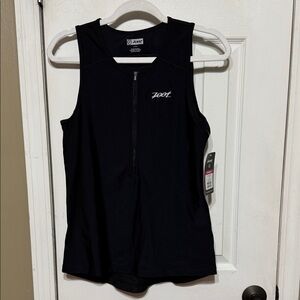 Zoot Active Tri Mesh Black Tank Top with Zipper Large